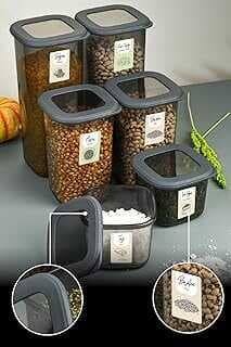 Vienev Vienev Renkli Etiketli 6Lı Foly Kare Erzak Saklama Kabı 2X(0,55 Litre, 1,2 Litre, 1,75 Litre) Antrasit