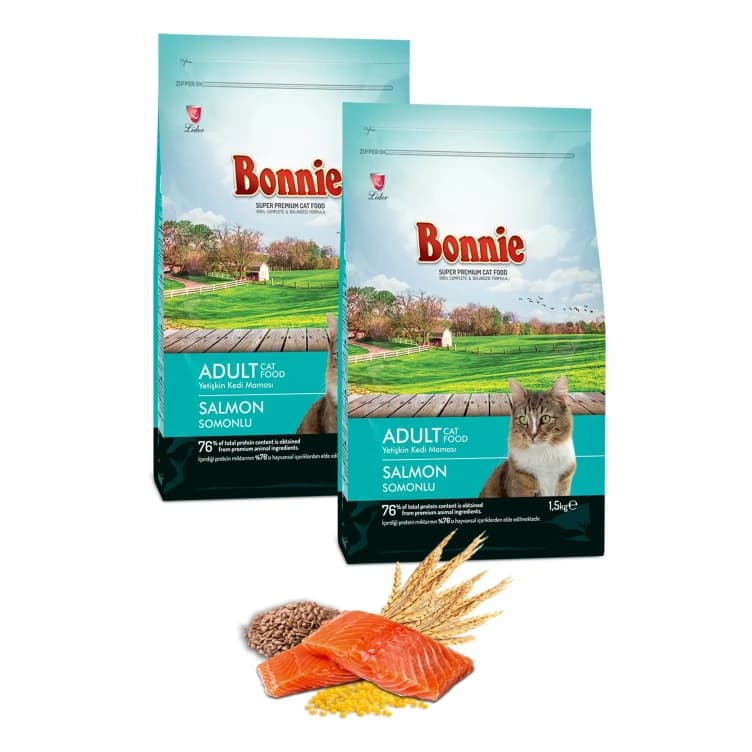 Bonnie Somonlu Kedi Maması 1,5 Kg x 2 Adet