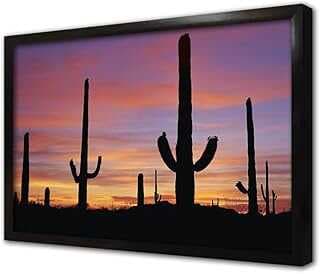 Gü Batımı ve Kaktüs Çerçeveli Cam Tablo 60x90 cm CA20100