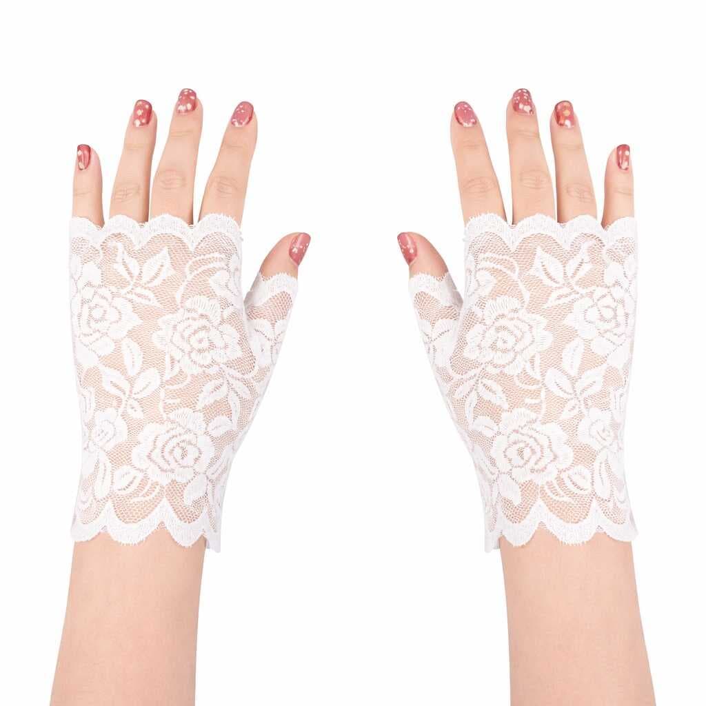 Beyaz Dantel Parmaksız Kısa Eldiven
