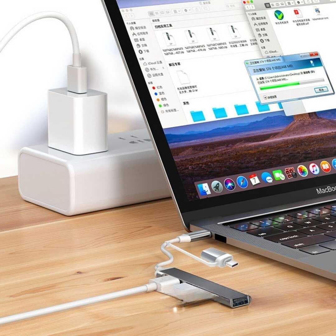 4 Port'lu Bağlantı İstasyonu Ultra İnce USB Bölücü TYPE-C tipi Çoklu Arayüz Adaptörü Multi Usb Çoklayıcı (4767)