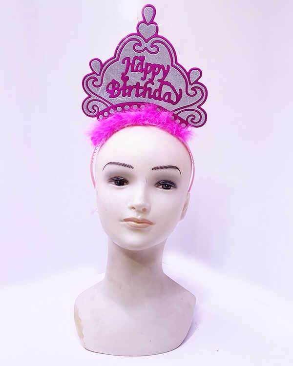 Happy Birthday Neon Pembe Renk Doğum Günü Tacı 24x15 cm (5430)
