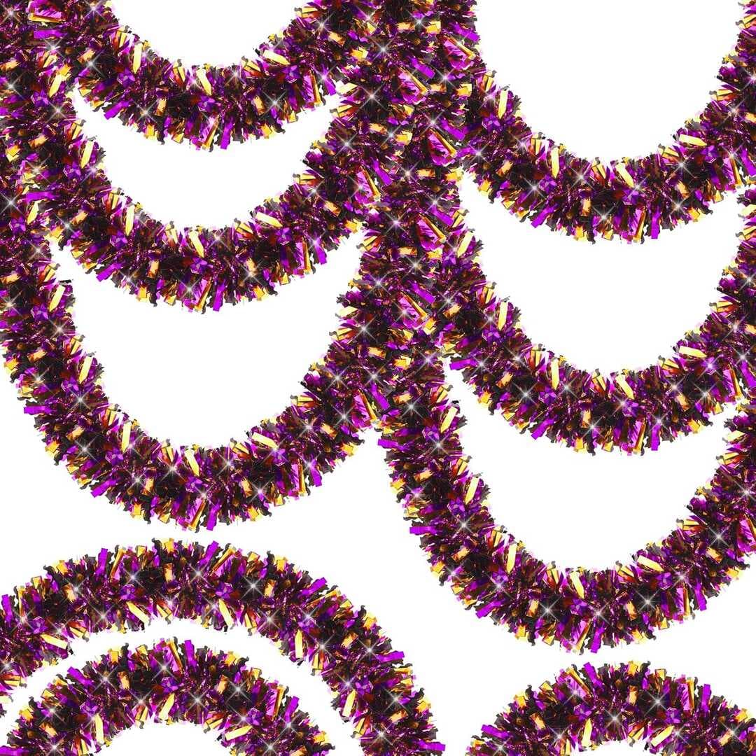 Mor Turuncu Renk 4 cm Genişlik Garland Çift Renk Sim Süs 180 cm (5430)