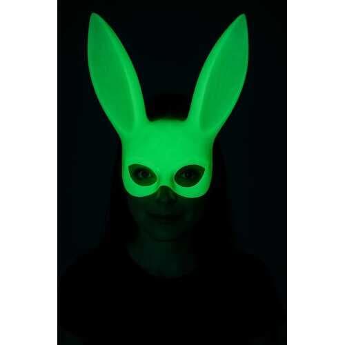 Karanlıkta Parlayan Fosforlu Tavşan Maskesi – Glow Bunny Masquerade Maske (32x22 cm)