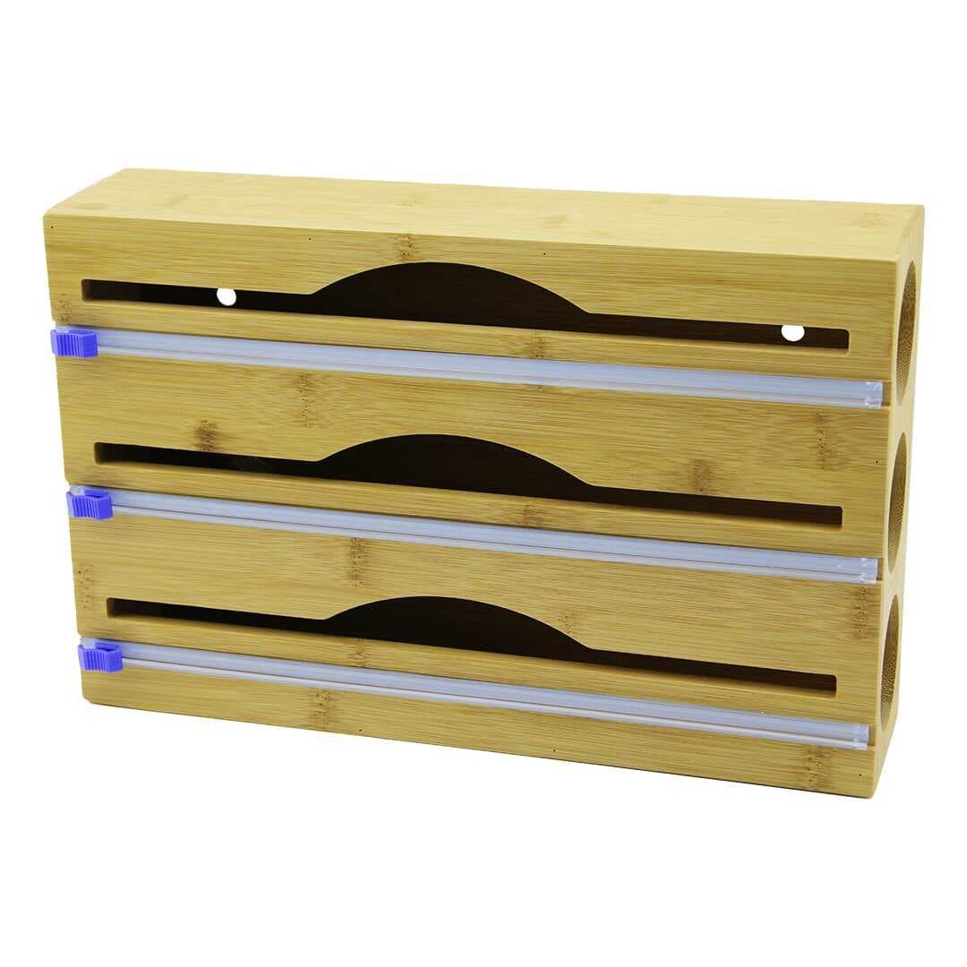 3IN1  AHŞAP BAMBU STREÇLİK FOLYOLUK  KESİCİ BIÇAK KANALLI   22X34CM (5430)