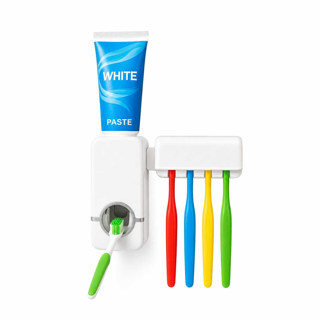 TOOTHPASTE DİSPENSER OTOMATİK DİŞ MACUNU SIKACAK 5Lİ DİŞ FIRÇALIK SETİ İ15-076 (5430)