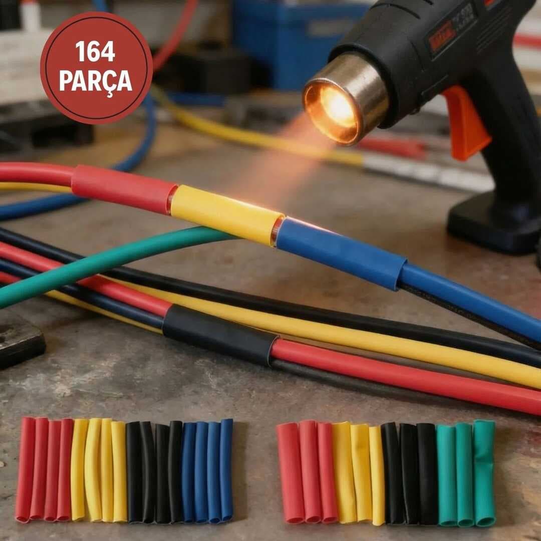 164 Parça Isı ile Daralan Makaron Seti – Elektrik Kablo İzolasyon &amp;amp; Koruma Kılıfı, Renkli Shrink Tube Set (5430)