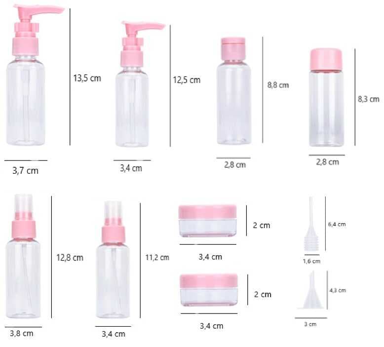 10 Parça Seyahat  Sprey ve Boş Şişe Seti