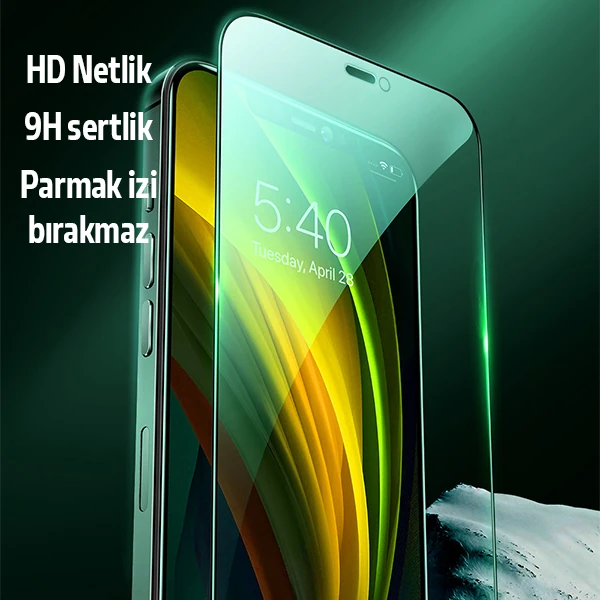 ALLY İPhone 12 Pro Max Anti -Blue Green Light Göz Korumalı Tempered Full Ekran Koruyucu-(5775)