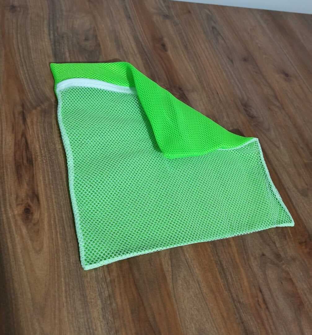 Yeşil - Fermuarlı - Hassas Çamaşır Terlik  Ayakkabı Yıkama Filesi Büyük Boy (477477)