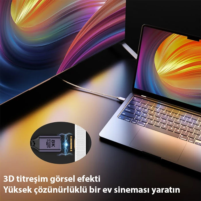 ALLY HDMI to HDMI 8K HD 2.1UHD Mıknatıs Başlıklı Kablo 2 Metre-(5775)