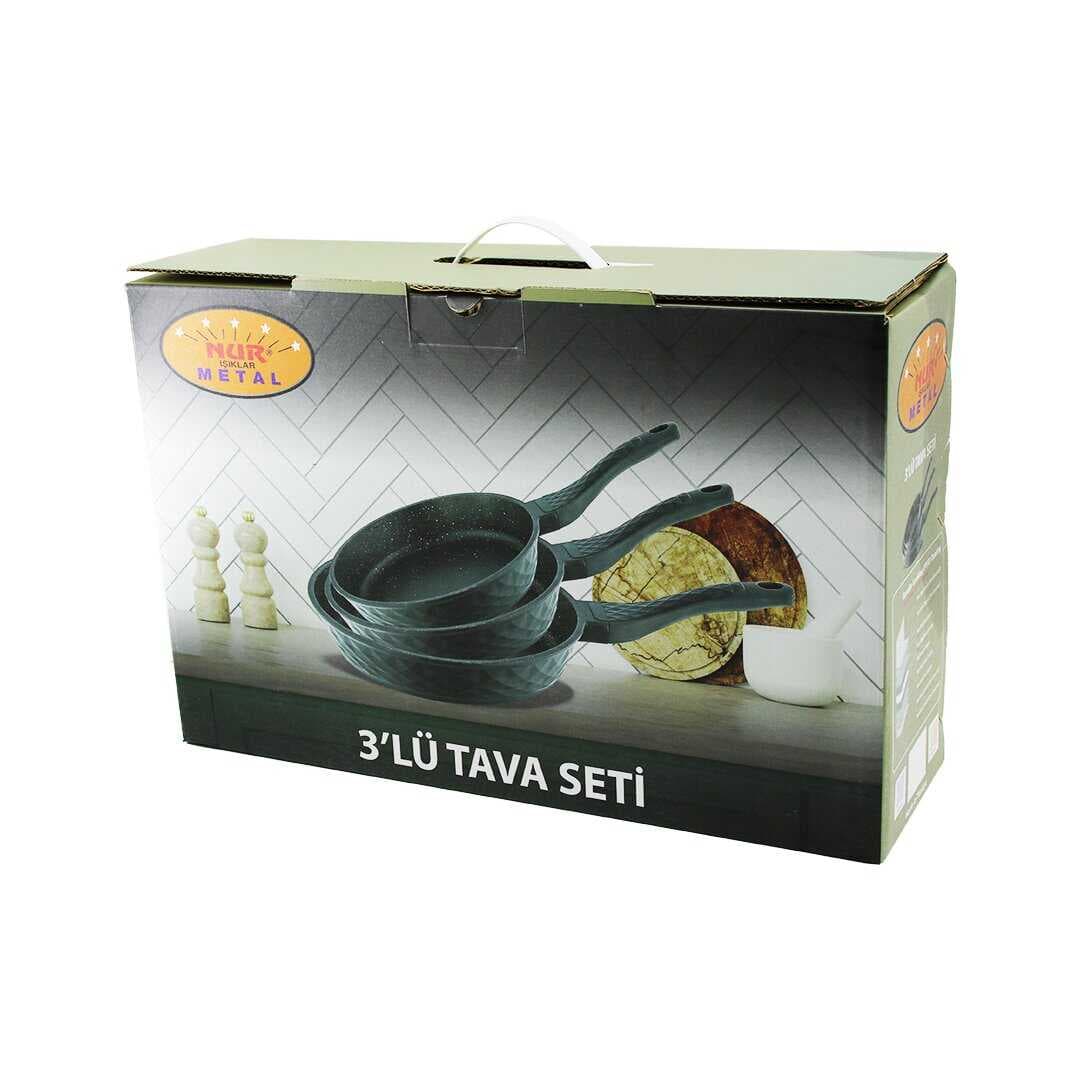 NUR IŞIKLAR METAL 3PCS DÖKÜM TAVA SETİ 20-24-28CM (5430)