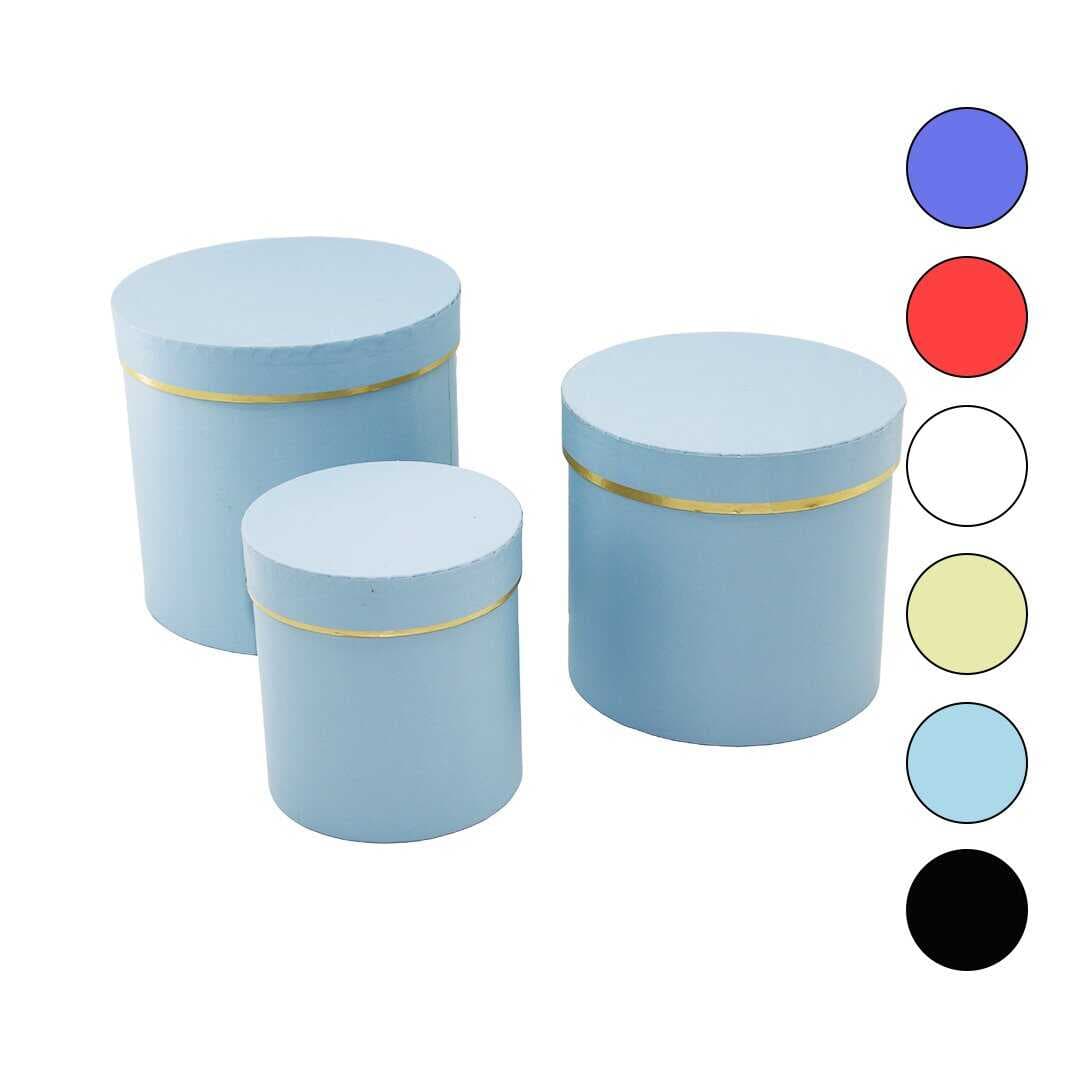 3PCS YUVARLAK MAT RENKLİ - DÜZ RENK KARTON HEDİYE KUTUSU 18-16-12CM (5430)
