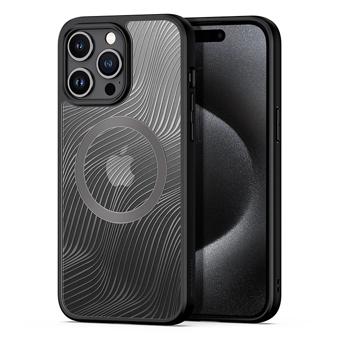 Dux Ducis iPhone 15 Pro Max Aimo Series MagSafe Premium Buzlu Sert PC-TPU Kılıf-(5775)