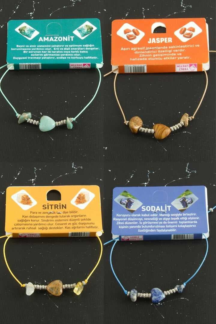 Kalp Karışık Doğaltaş Bileklik