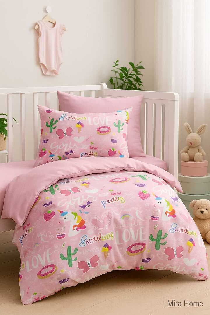 Dijital Baskılı 3d Pamuklu Yenidoğan Bebek Nevresim Takımı Girl Love