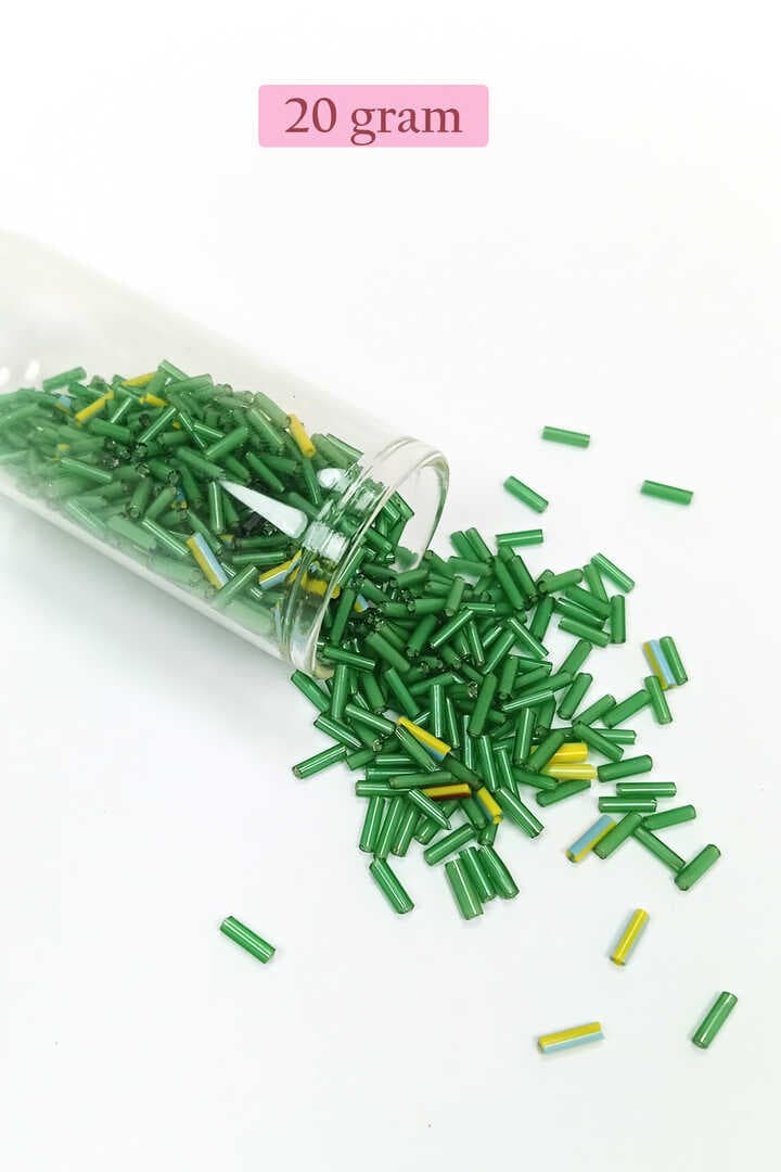 Uzun Boru Kesme Boncuk Çap 2mm Uzunluk 10 mm - 20 Gram - Yeşil - BNC256