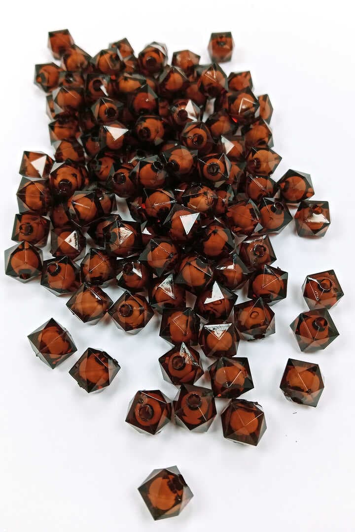 Küp Boncuk İçten Boncuklu Bileklik Çanta Boncuğu 10 mm 50 gr Kahverengi - BNC455