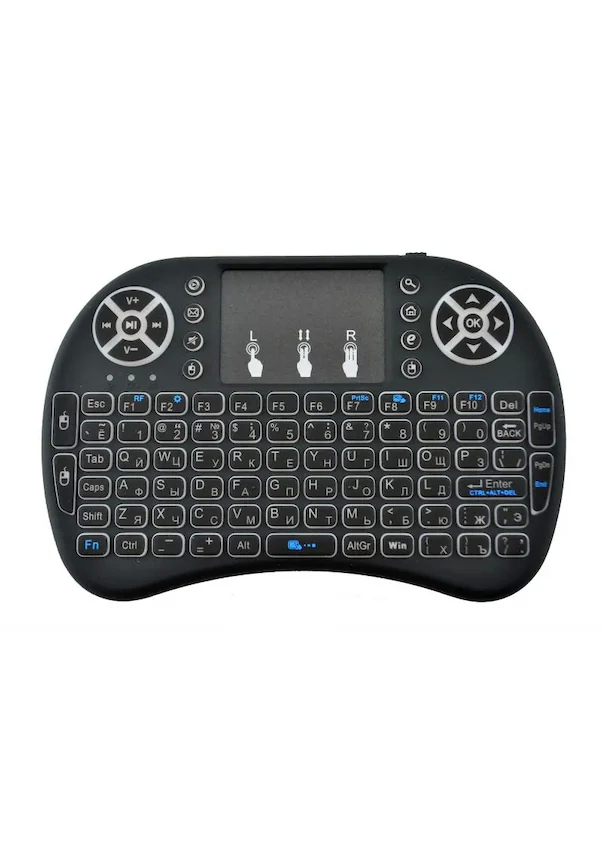 Smart Tv Box Ps3 Uyumlu Kablosuz Dokunmatik Işıklı Şarjlı Touchpadli Mini Q Klavye