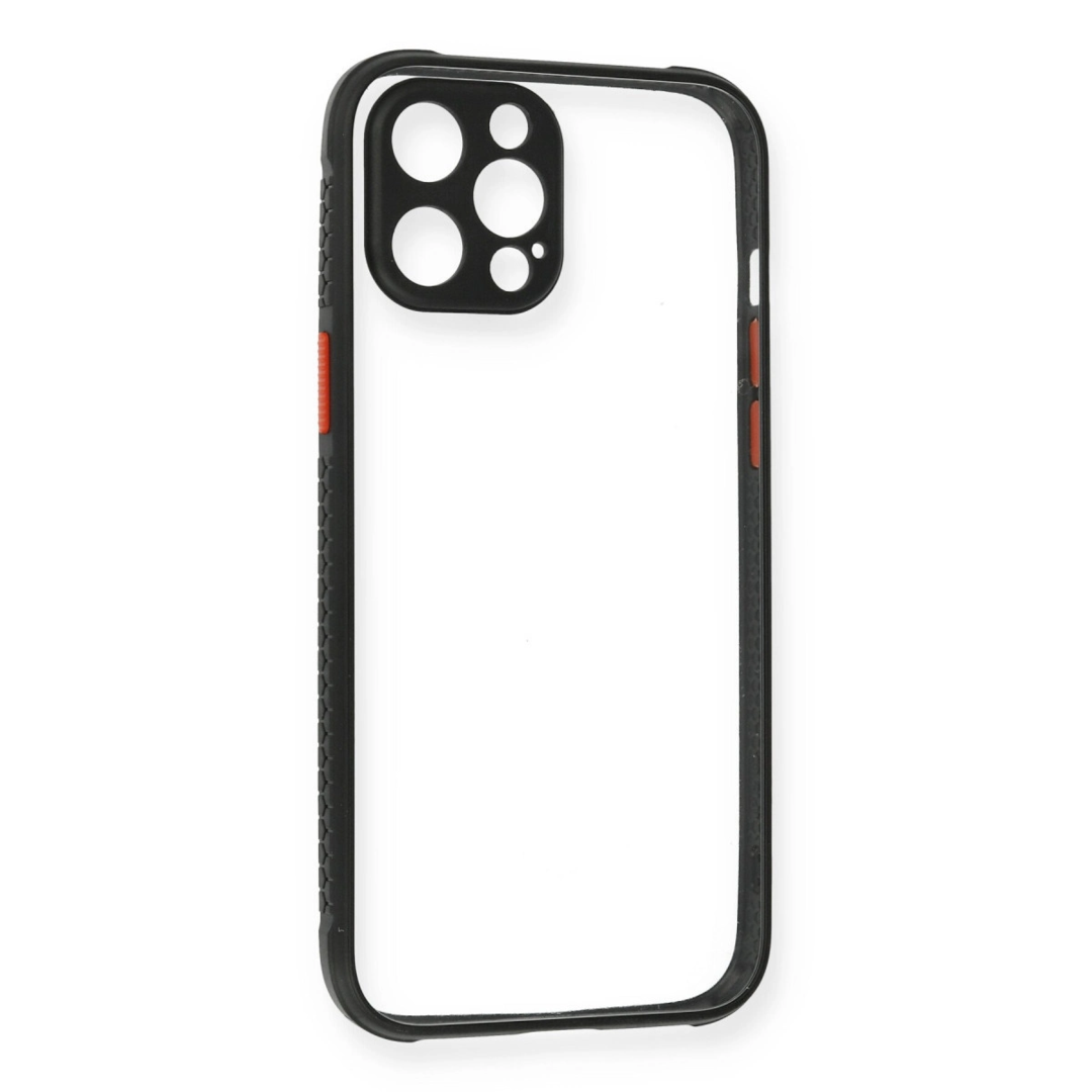 Apple İphone 12 Pro Kılıf Miami Şeffaf Silikon - Siyah