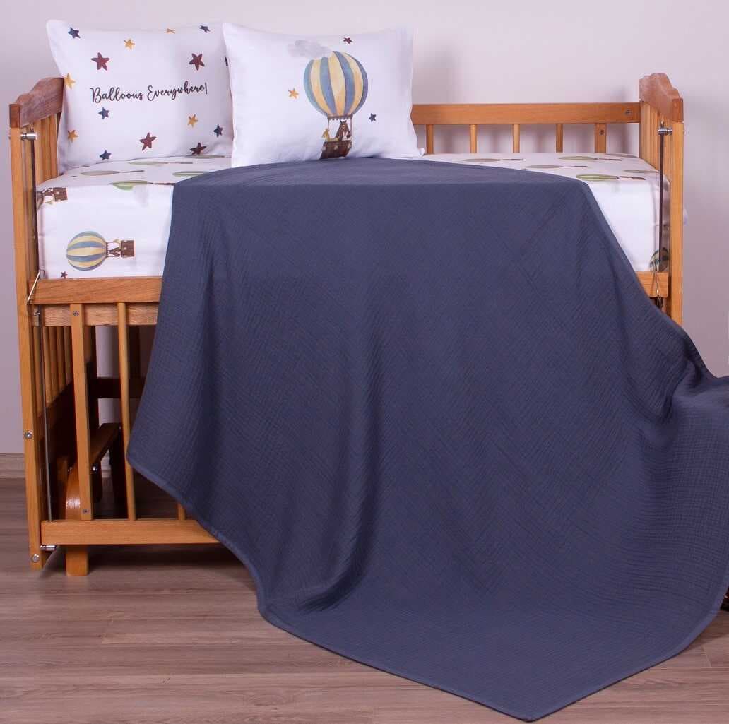 ARBABABY ORGANİK BASKILI %100 PAMUK MÜSLİN PİKELİ BEBEK NEVRESİM TAKIMI - YILDIZ VE UÇAN BALON TEMALI