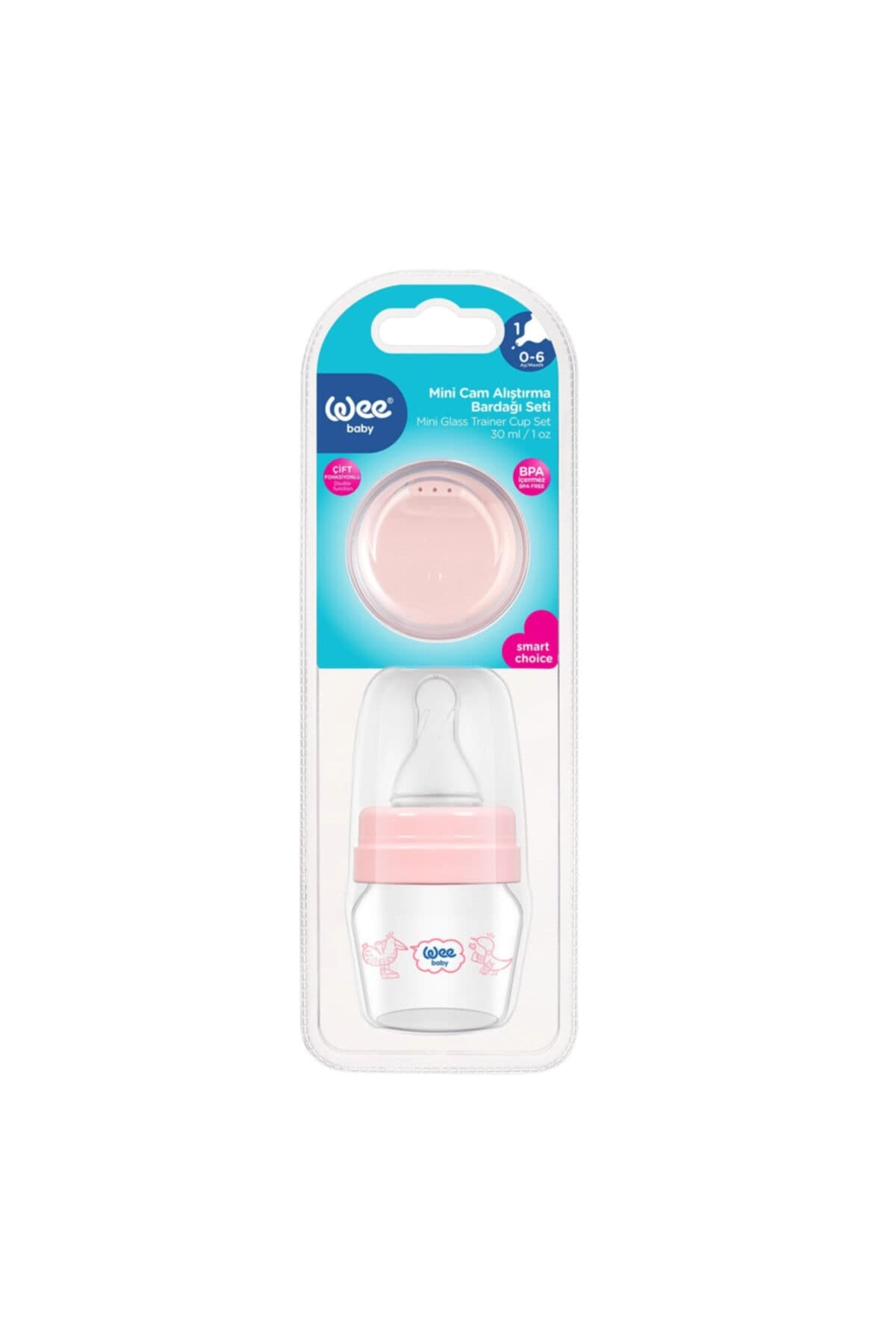 Wee Baby Mini Cam Alıştırma Bardağı Seti 30 ML Pembe (0-6 AY)
